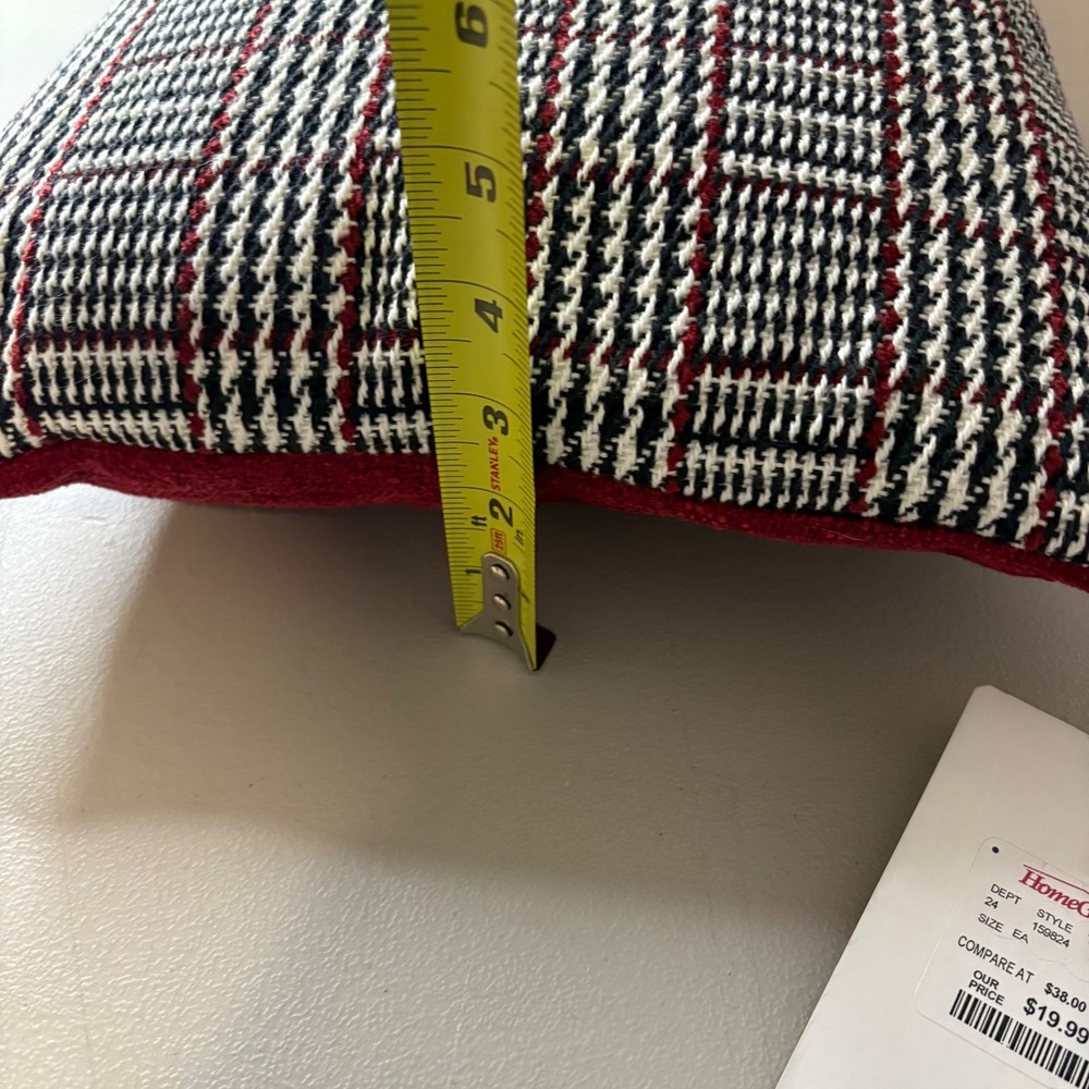 Natuzzi Italia Plaid Feather Filled Throw Pillows Set of 2 Red Black Made Italy - Picture 10 of 16